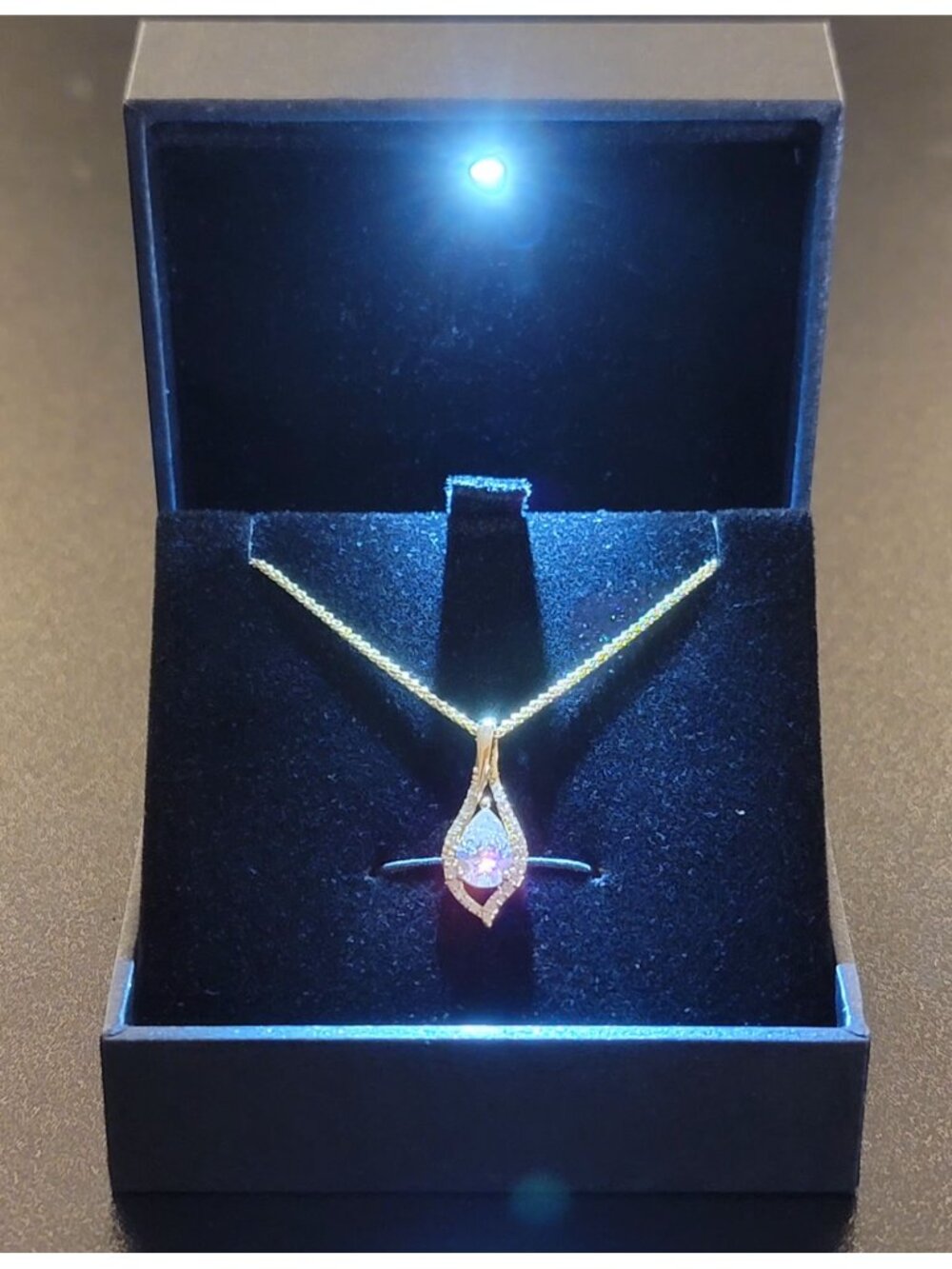 1.5ct Pear Cut Moissanite Necklace S925 Gold Plated GRA NWT
